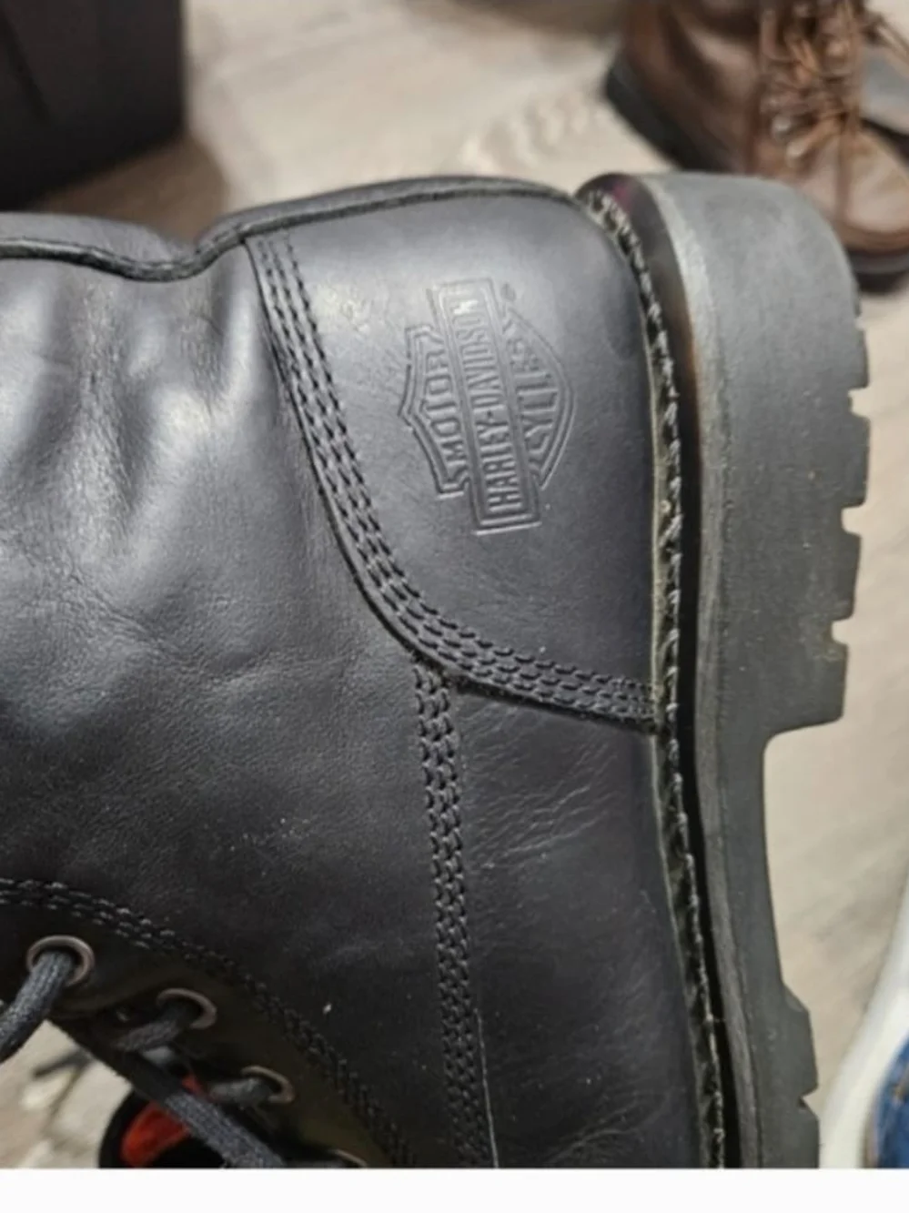 Harley-Davidson Black Leather Lace-Up Combat Boots
